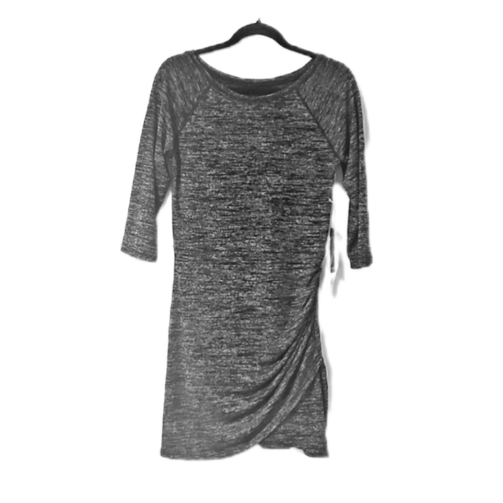 RAMPAGE Blk/Wht Var. KNIT Ruched Dress Large NEW